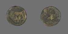 Coin Depicting a She-Wolf Nursing Romulus and Remus, 117-192. Creator: Unknown