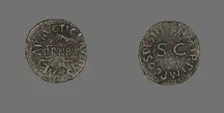 Coin Depicting Hand with Scales, 41-54. Creator: Unknown