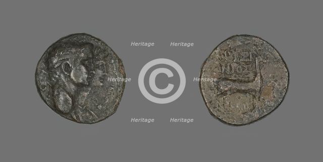 Coin Depicting Jugate Heads of Emperor Claudius and Agrippina, AD 41/54. Creator: Unknown.