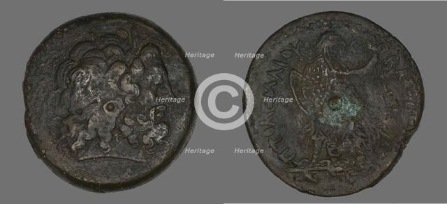 Coin Depicting the God Zeus, 222-204 BCE, issued by Ptolomy IV (?). Creator: Unknown.