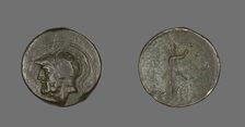 Coin Depicting the God Mars, about 282-203 BCE. Creator: Unknown