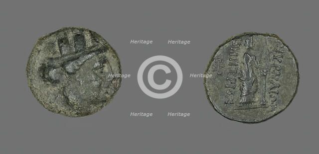 Coin Depicting the Goddess Kybele or Tyche, 2nd-1st century BCE. Creator: Unknown.