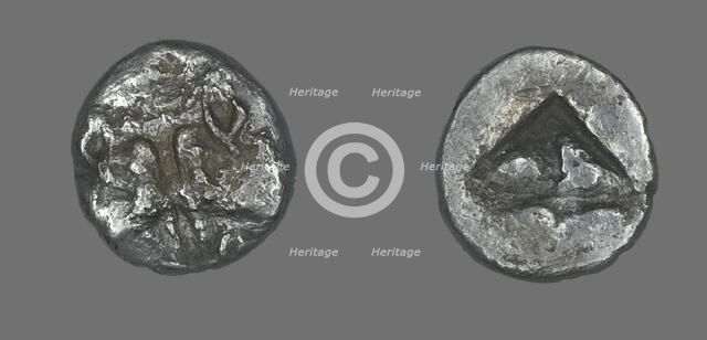 Coin Depicting Two Calves Heads, 550-440 BCE. Creator: Unknown.