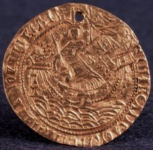 Coin (Korabelnik) of Tsar Ivan III (Reverse: Ruler on his ship), 1471-1490. Artist: Numismatic, Russian coins