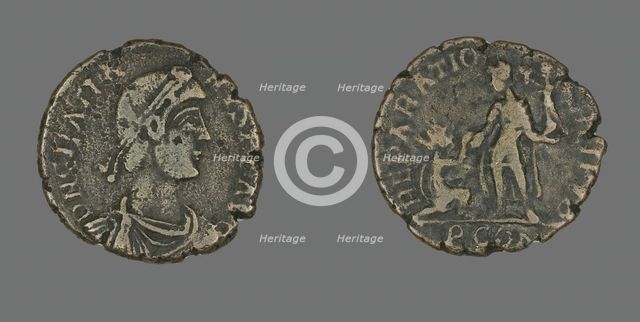 Coin Portraying Emperor Gratian, 367-383. Creator: Unknown.