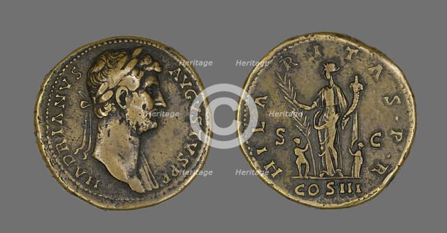 Coin Portraying Emperor Hadrian, 117-138. Creator: Unknown.