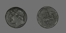 Coin Portraying King Hieron II, 274-216 BCE (Reign of Heiron II). Creator: Unknown