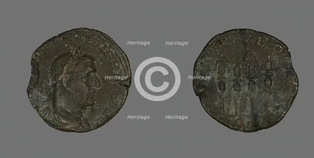 Coin Portraying Philip the Arab, 244-249. Creator: Unknown.