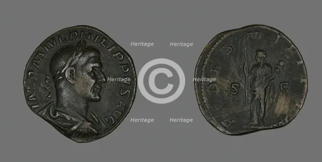 Coin Portraying Philip the Arab, 244-249. Creator: Unknown.