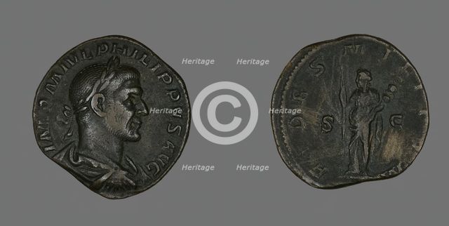 Coin Portraying Philip the Arab, 244-249. Creator: Unknown.