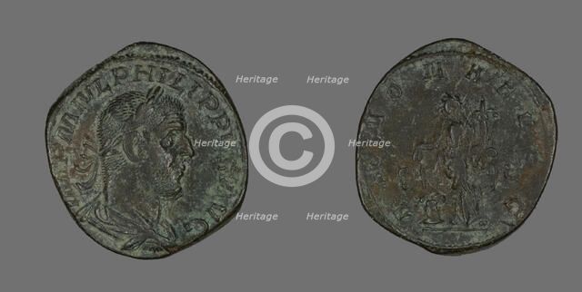 Coin Portraying Philip the Arab, 244-249. Creator: Unknown.