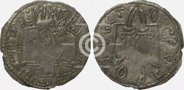Coin (Srebrennik) of Grand Duke Vladimir Svyatoslavich (Reverse: Symbol of Rurikids), 980-1015. Artist: Numismatic, Russian coins  