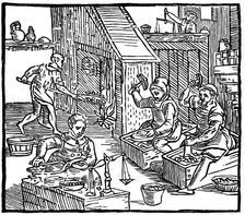 Coiners at work, 1577. Artist: Ralph Holinshead