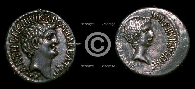 Coins of Mark Antony and Octavian, 1st century BC. Artist: Unknown