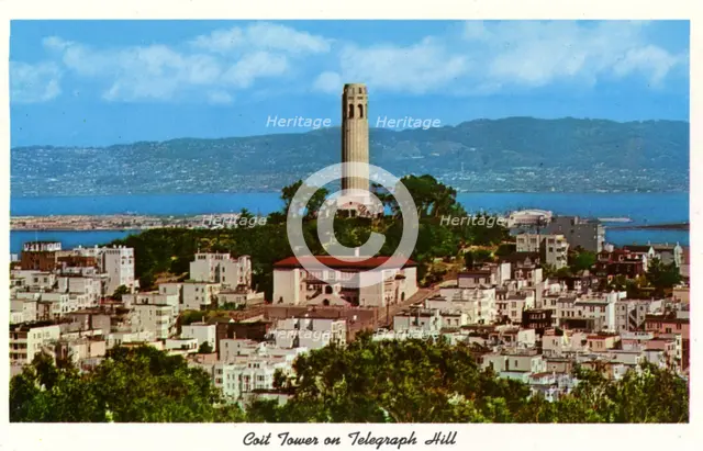 Coit Tower on Telegraph Hill, San Francisco, California, USA, 1957. Artist: Unknown