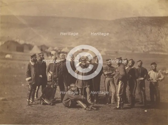 Col. Doherty, Officers and Men. 13th Light Dragoons., 1855. Creator: Roger Fenton.