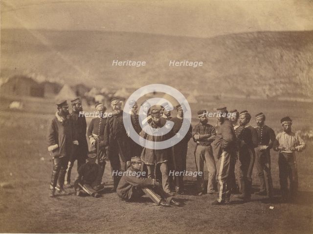 Col. Doherty, Officers and Men. 13th Light Dragoons., 1855. Creator: Roger Fenton.