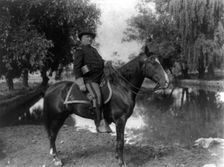 Col. Richard Henry Pratt on horseback, founder and superintendant of the..., Carlisle, Pa. , 1901. Creator: Frances Benjamin Johnston