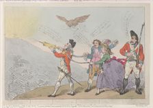 [Col. Topham Endeavoring with his Squirt to Extinguish the Genius of Holman], O..., October 5, 1785. Creator: Thomas Rowlandson