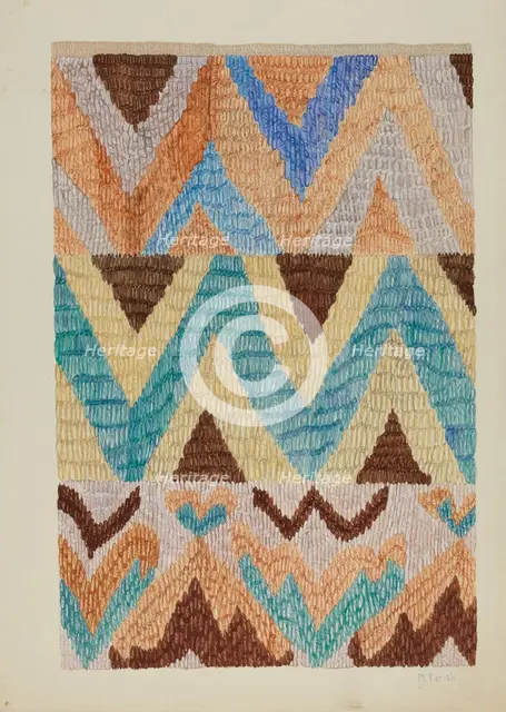 Colcha (Bedspread), c. 1937. Creator: Marjery Parish.
