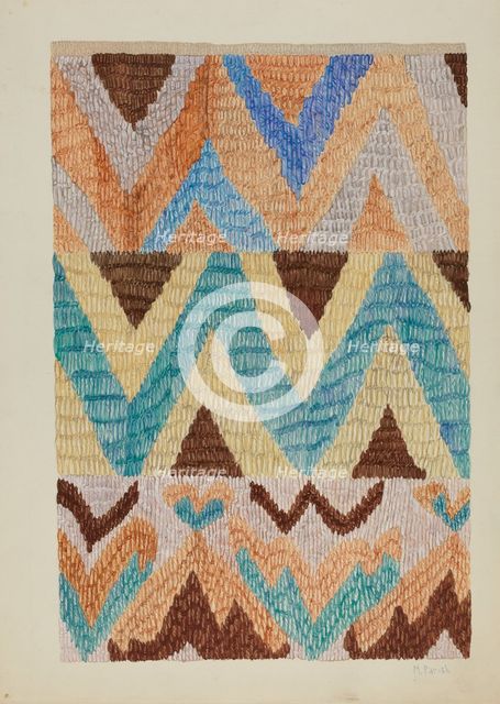 Colcha (Bedspread), c. 1937. Creator: Marjery Parish.
