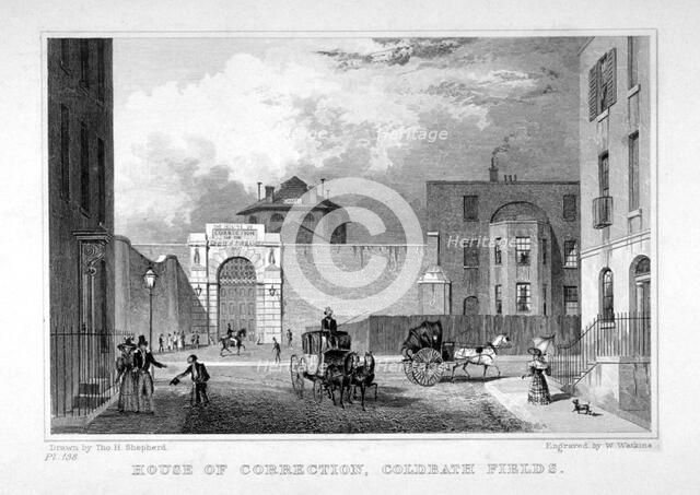 Cold Bath Fields Prison, Finsbury, London, 1830. Artist: W Watkins