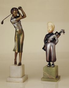 Cold painted bronze statues, 1930s