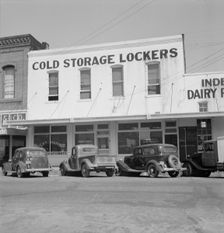 Cold storage lockers where farmers store meat and vegetables..., Independence, Oregon, 1939. Creator: Dorothea Lange