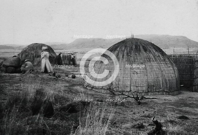 Colenso, South Africa: African kraal huts, 1905. Creator: Geoffrey L Parsons.