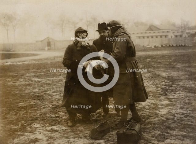 Colette as reporter "Le Matin" during the first flight of the Caudron aircraft in 1919, 1919. Creator: Anonymous.