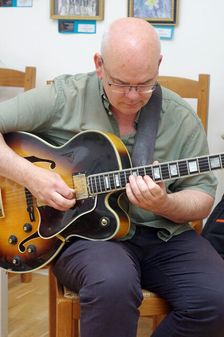 Colin Oxley, Eriko Ishihara Trio, Clocktower Cafe, Croydon, London, August 2024. Creator: Brian O'Connor