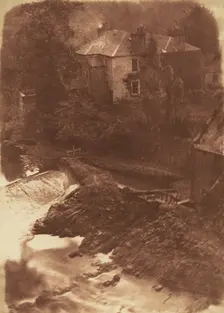 Colinton Manse and weir, with part of the old mill on the right, 1846. Creators: David Octavius Hill, Robert Adamson