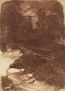 Colinton Manse and weir, with part of the old mill on the right, 1846. Creators: David Octavius Hill, Robert Adamson