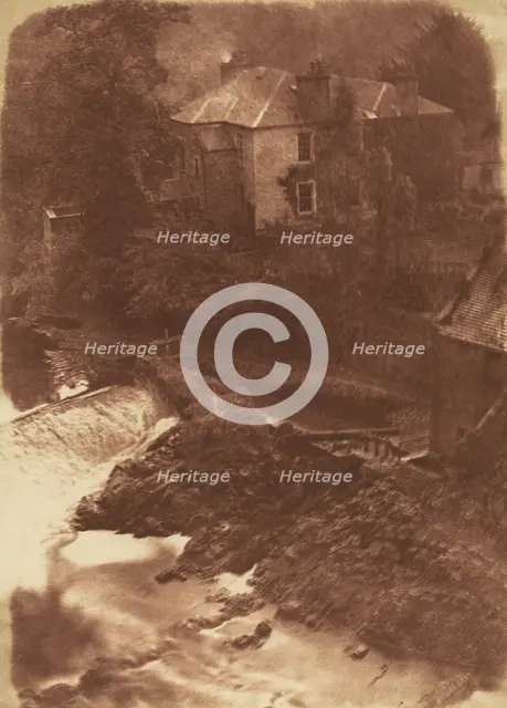 Colinton Manse and weir, with part of the old mill on the right, 1846. Creators: David Octavius Hill, Robert Adamson.