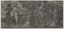 Colinet with his Shepherd's Pipe, Mocked by Two Boys, 1821. Creator: William Blake