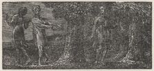 Colinet with his Shepherd's Pipe, Mocked by Two Boys, 1821. Creator: William Blake