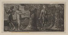 Colinet Mocked by Two Boys, from Thornton's Pastorals of Virgil, 1821. Creator: William Blake