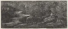 Colinet Rests by a Stream at Night, 1821. Creator: William Blake