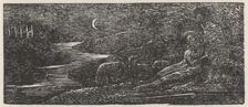 Colinet Rests by a Stream at Night, 1821. Creator: William Blake
