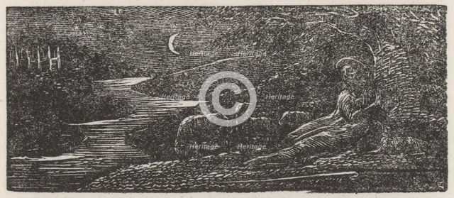 Colinet Rests by a Stream at Night, 1821.  Creator: William Blake.