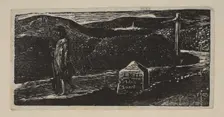 Colinet's Journey, Milestone Marked LXII Miles to London from Thornton's Pastorals of V..., 1821. Creator: William Blake