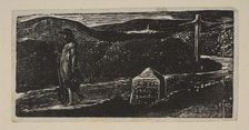 Colinet's Journey, Milestone Marked LXII Miles to London from Thornton's Pastorals of V..., 1821. Creator: William Blake