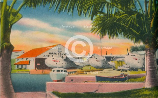 'Colombian Navy River Base, Barranquilla', c1940s. Artist: Unknown.