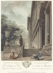 Colonade et Jardins du Palais Medicis (Colonnade and Gardens of the Medici Palace), c. 1776. Creator: Jean Francois Janinet