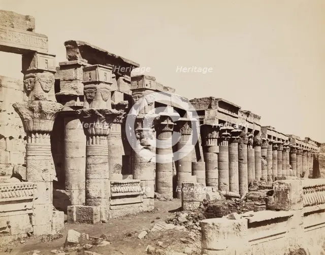 Colonade of the Temple of Isis on the Island of Philae, between 1860 and 1903. Creator: Antonio Beato.