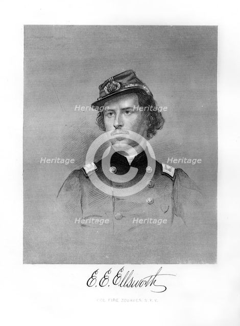 Colonel Ephraim Elmer Ellsworth, American soldier, (1872). Artist: Unknown