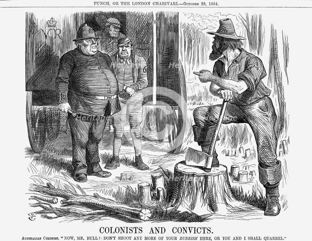 'Colonists and Convicts' 1864. Creator: John Tenniel.
