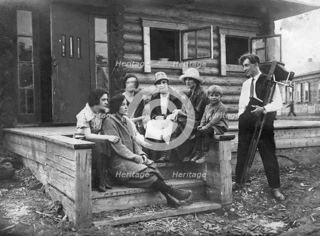 Colonists Khelgut and Iva with a Group of Russian Teachers, 1927. Creator: Unknown.
