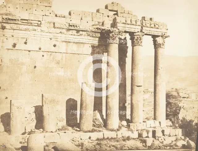 Colonnade occidental du Temple de Jupiter, à Baâlbek (Héliopolis), September 15, 1850. Creator: Maxime du Camp.