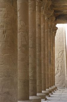 Colonnade of the first courtyard, Temple of Edfu, Egypt, Ptolemaic period, 237-57 BC (2003). Creator: LTL